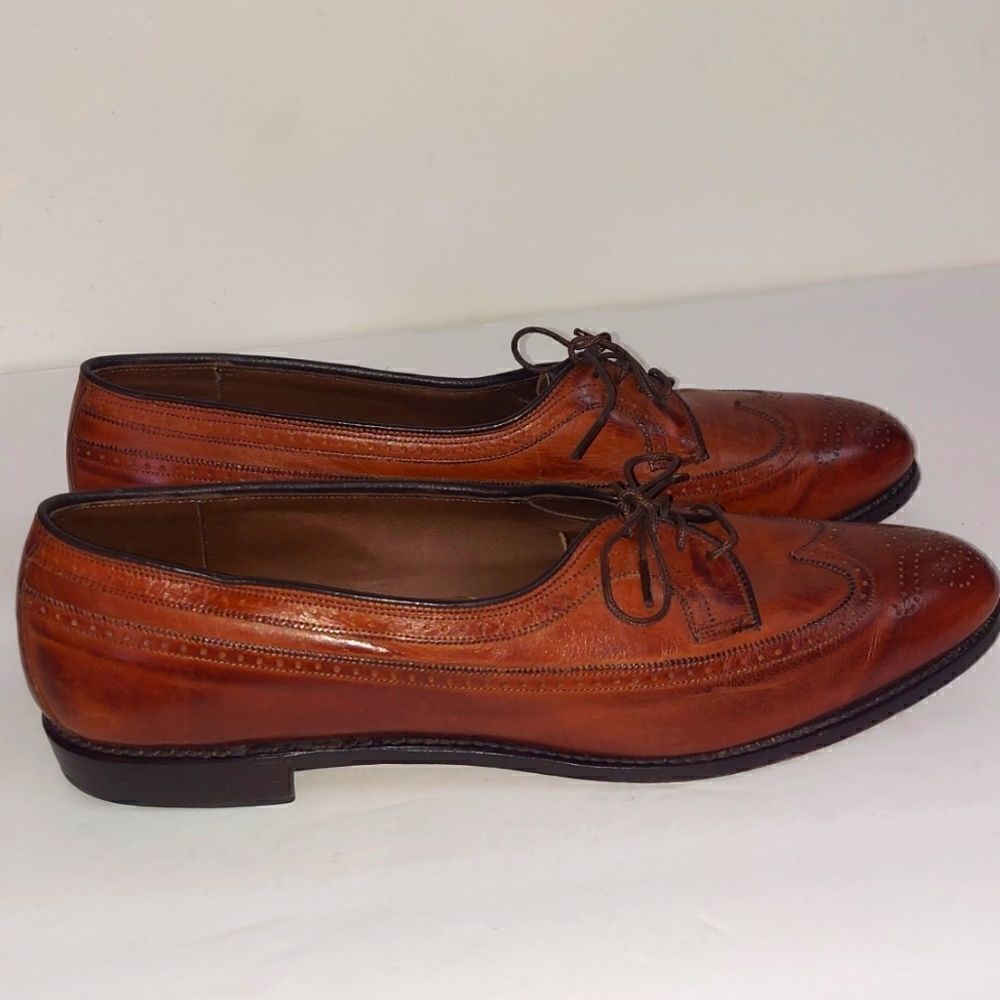 Allen Edmonds Amherst Cognac Wingtip Oxfords Sz 10 AAAA